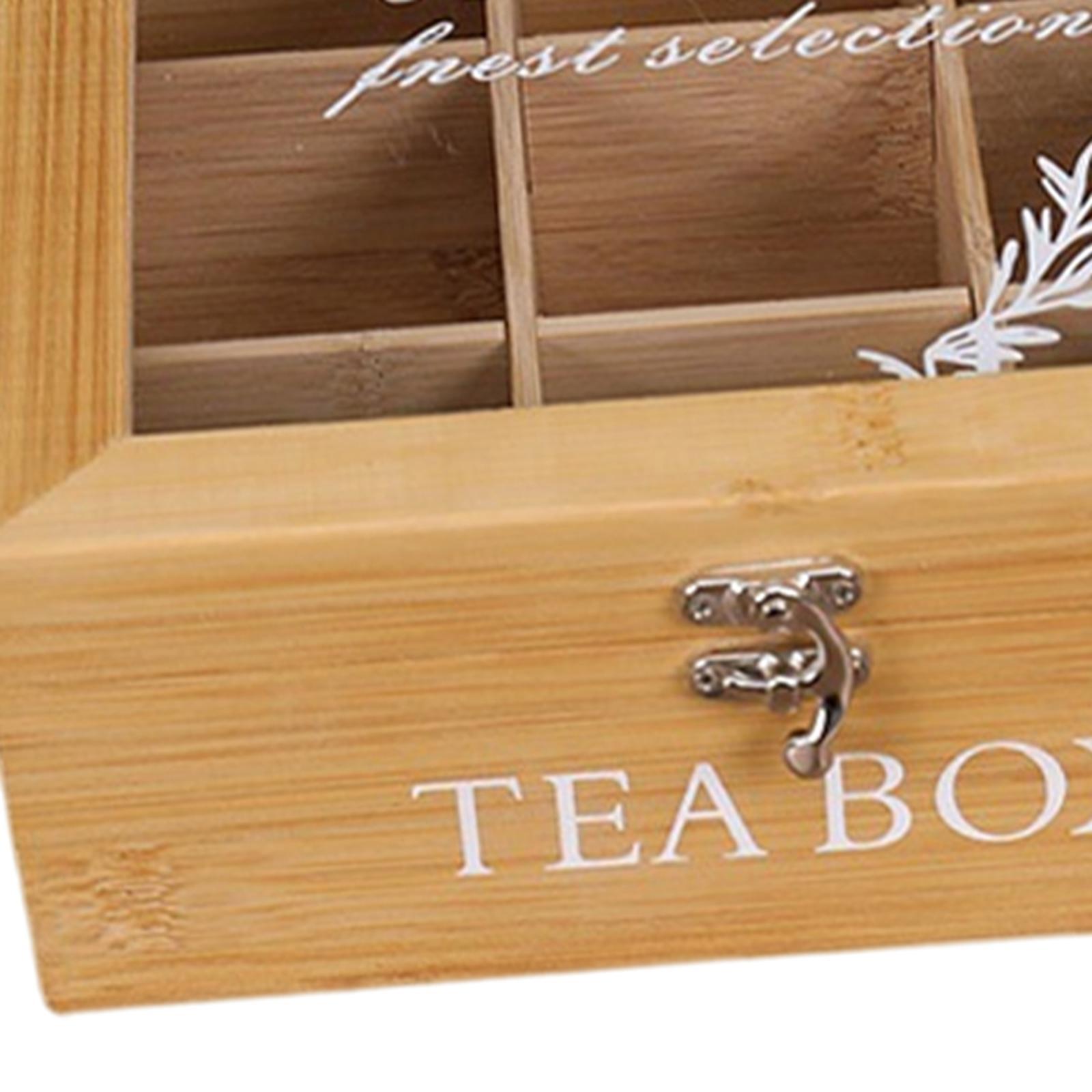 Tea Holder Jewelry Organizer Wooden Chest 9 Compartments Coffee Tea Candies Bin Storage Compartments Cabinets for Kitchen Cabinets Decor