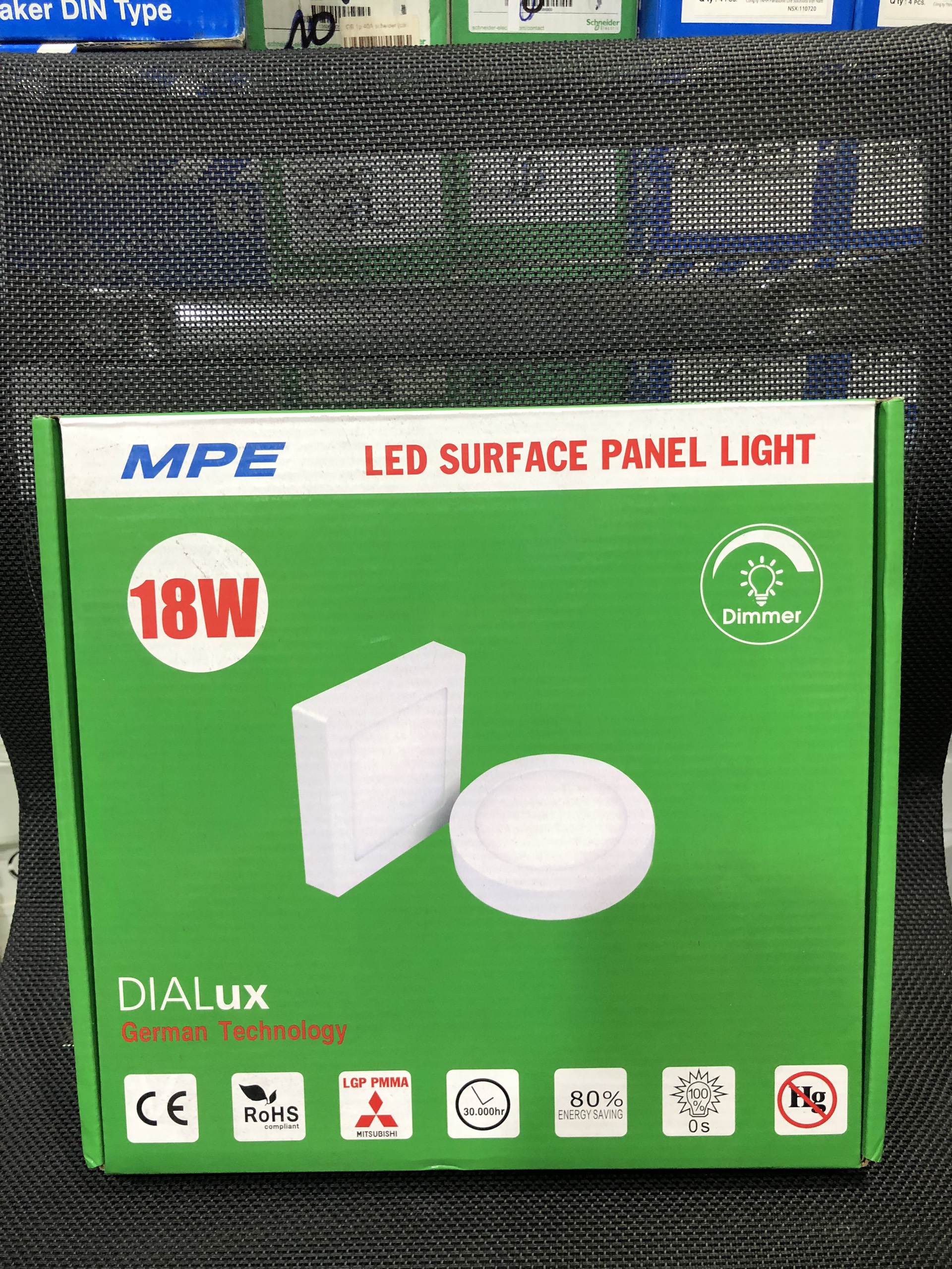 Đèn led panel ốp trần nổi vuông công suất 18W MPE (2 loại ánh sáng trắng và vàng)