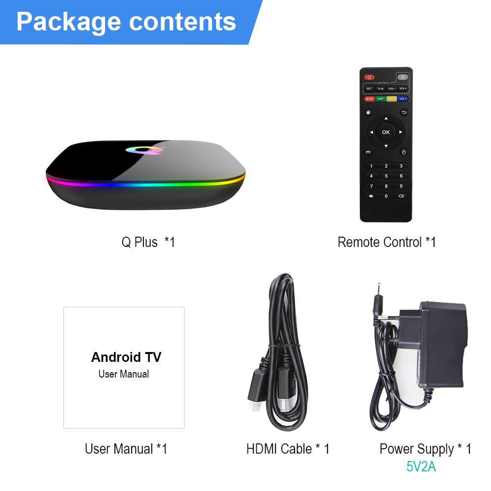 Q Plus Smart TV Box Android 9.0 Allwinner H6 4GB / 32GB 6K H.265 Media Player USB3.0 2.4G WiFi