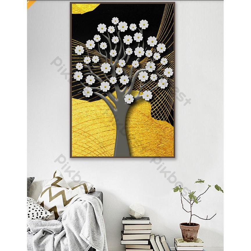 Tranh dán tường Tranh hoa mai tối giản hiện đại, tranh dán tường 3d hiện đại MS779172