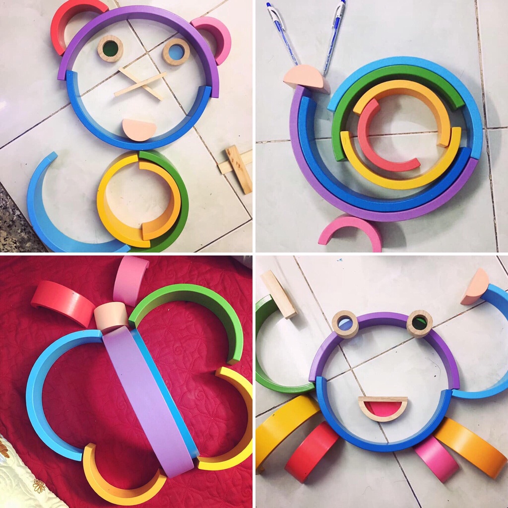Bộ xếp hình cầu vồng - Đồ chơi gỗ cho bé - Metis đồ chơi cho con
