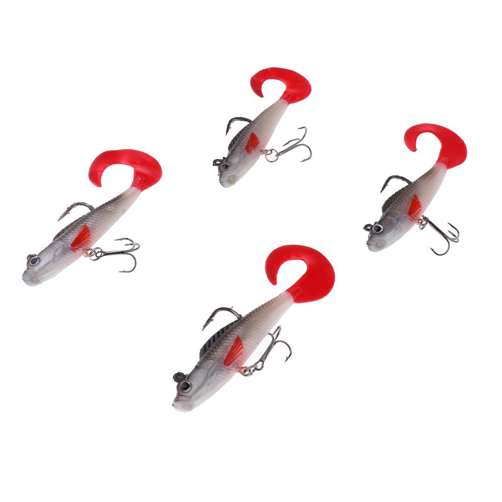 4Pc Jig Lead Heads  Soft Lure Sea Fishing Cod Pollack Bass Jewfish