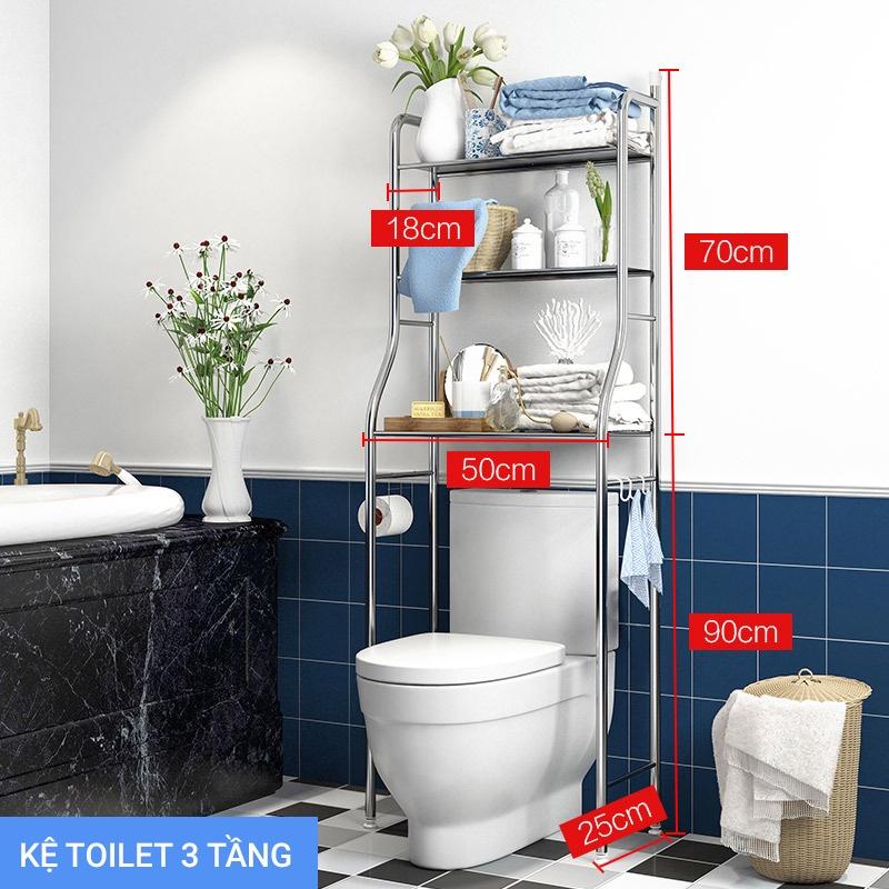 Kệ 3 Tầng Để Đồ Phía Trên Bồn Cầu Nhà Vệ Sinh Toilet Tiết Kiệm Không Gian