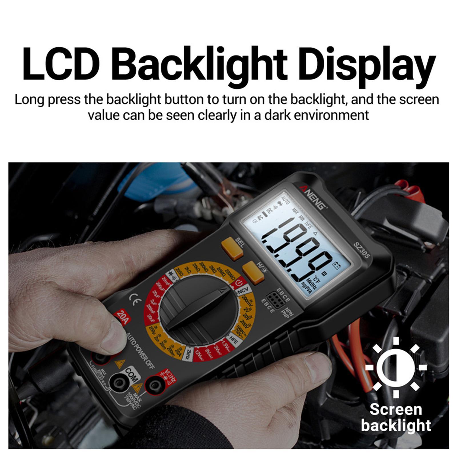 Digital Multimeter DC Voltmeter LCD Display DC Current Non-contt Meansures Ncv Auto Range Pocket Electrician Tester