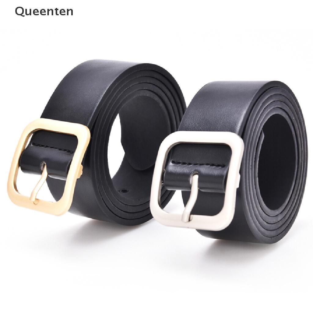 Queenten Fashion Women Girls Belts Leather Square Metal Pin Buckle Waist Belt Waistband VN