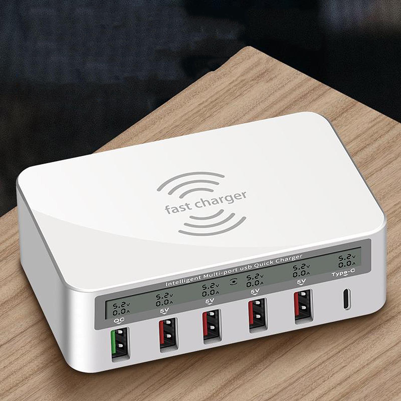 Universal Type-C Qi 5 USB Ports QC 3.0 Charging Station for   UK