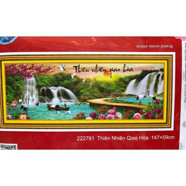 Tranh thêu chữ thập Thiên Nhiên Giao Hòa chưa thêu-222791