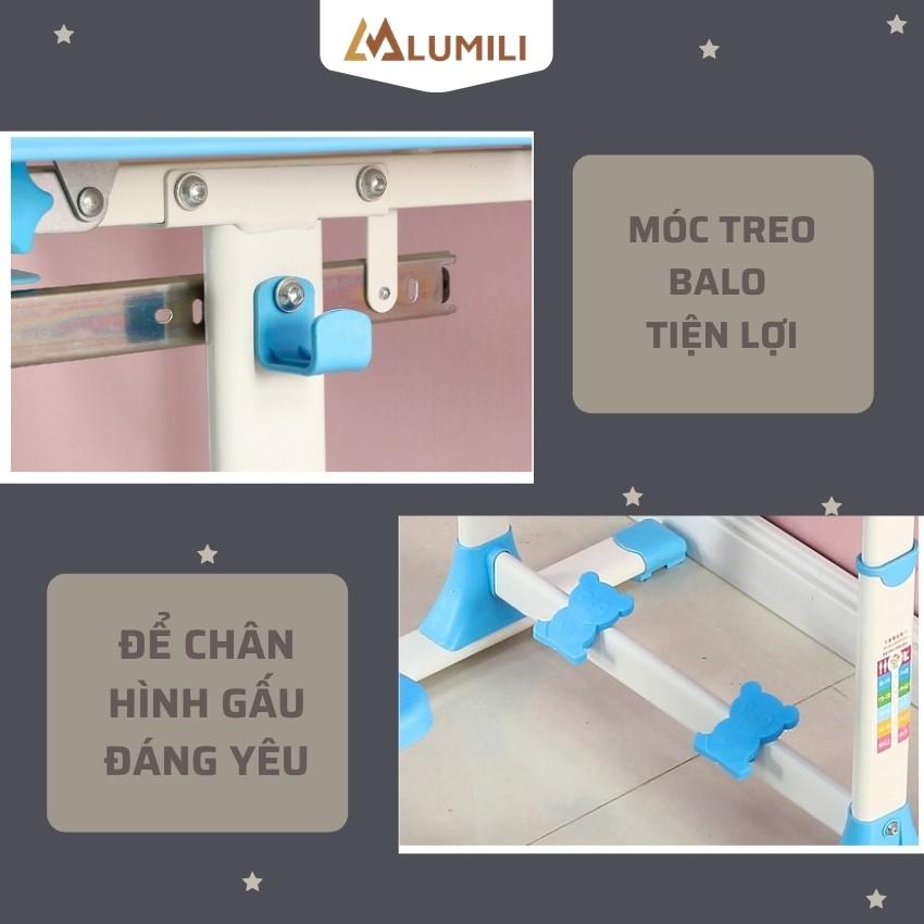 bàn học sinh thông minh chống gù chống cận lumili B8 nâng hạ độ cao nghiêng mặt bàn cho bé