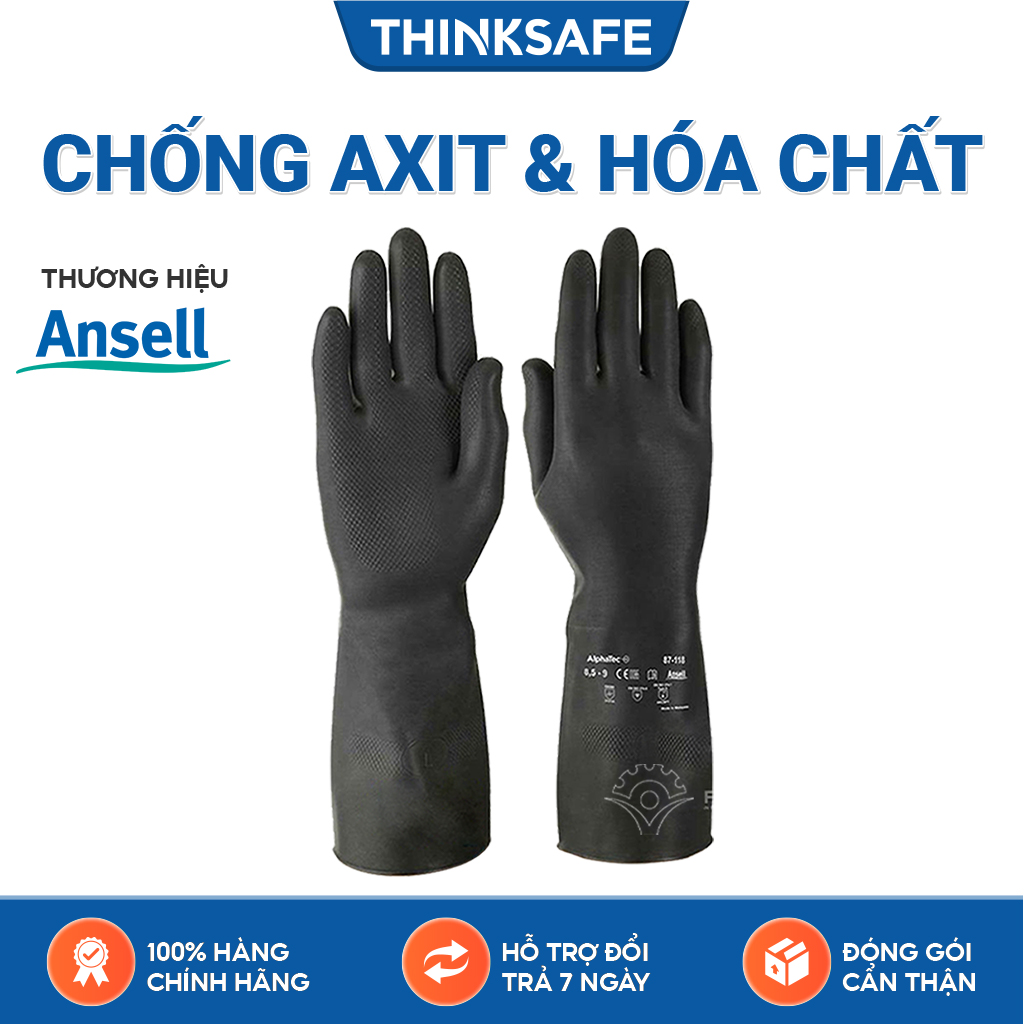 Găng tay chống hóa chất Alphatec 87-118 bao tay chống dầu, chống hóa chất - Black Heavyweight G17K