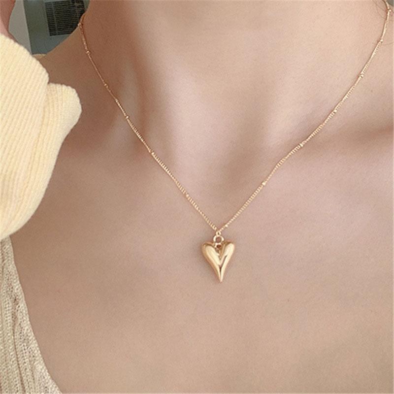 XiaoboACC 2021 New Korean Fashion Three-dimensional Heart Pendant Necklace