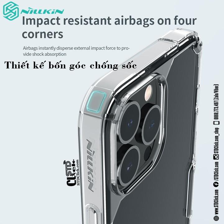 ỐP LƯNG DÀNH CHO ĐIỆN THOẠI IPHONE 13 PRO NILLKIN NATURE TPU PRO LƯNG KÍNH PC TRONG VIỀN DẺO