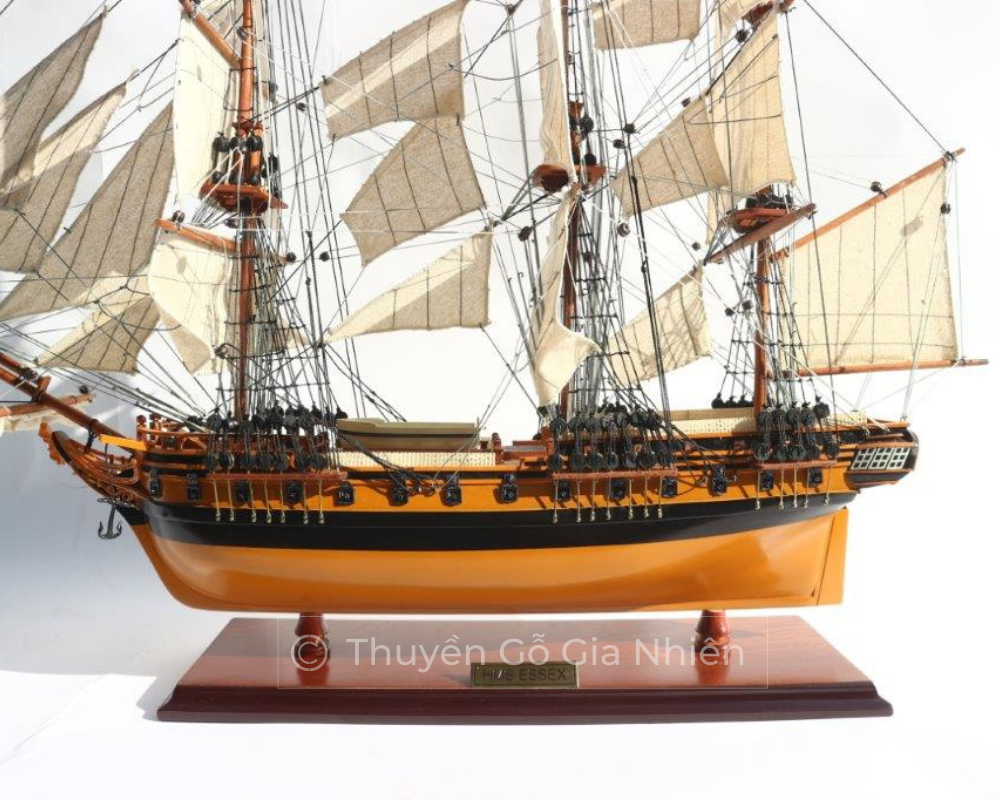 Mô Hình Thuyền Gỗ Phong Thủy Dạng Thuyền Cổ HMS ESSEX Chính Hãng Hàng Xuất Khẩu Chất Lượng Cao