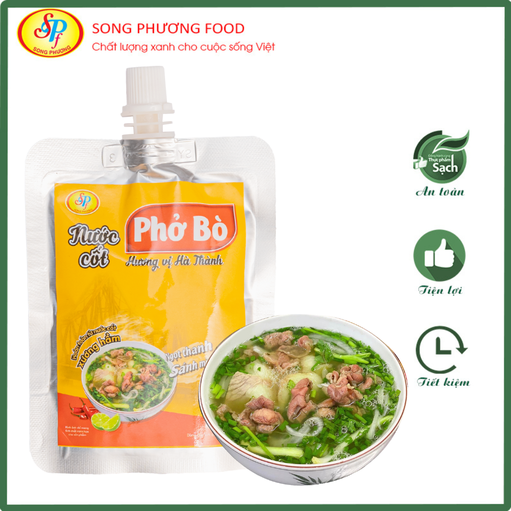 Nước cốt phở bò Hương vị Hà Thành - Hàng xuất khẩu Nhật - Hoàn toàn từ nước cốt xương hầm, thơm ngon, chuẩn vị, không cần nêm nếm - túi 100ml