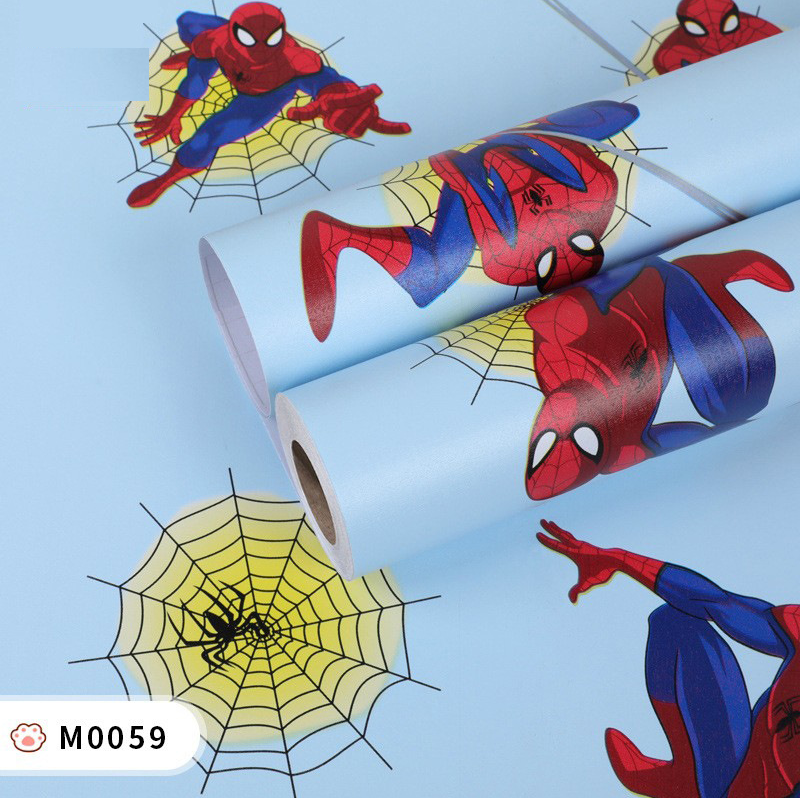 Combo Cuộn 10m Decal giấy dán tường siêu anh hùng khổ 45cm mặt sau có keo sẵn