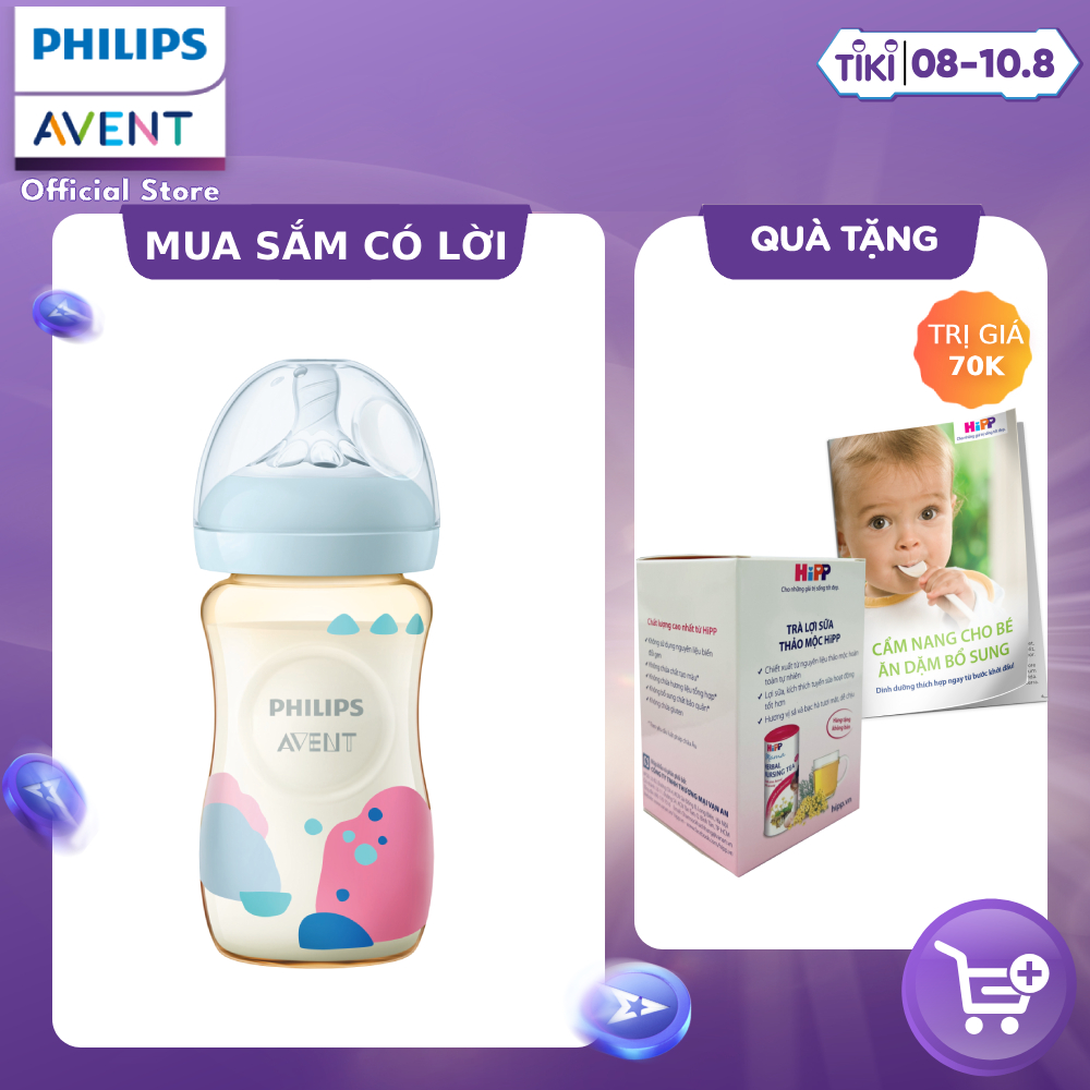 Philips Avent Bình Sữa Ppsu Thiết Kế Tự Nhiên 260Ml Cho Trẻ Từ 1 Tháng Tuổi Scf58210