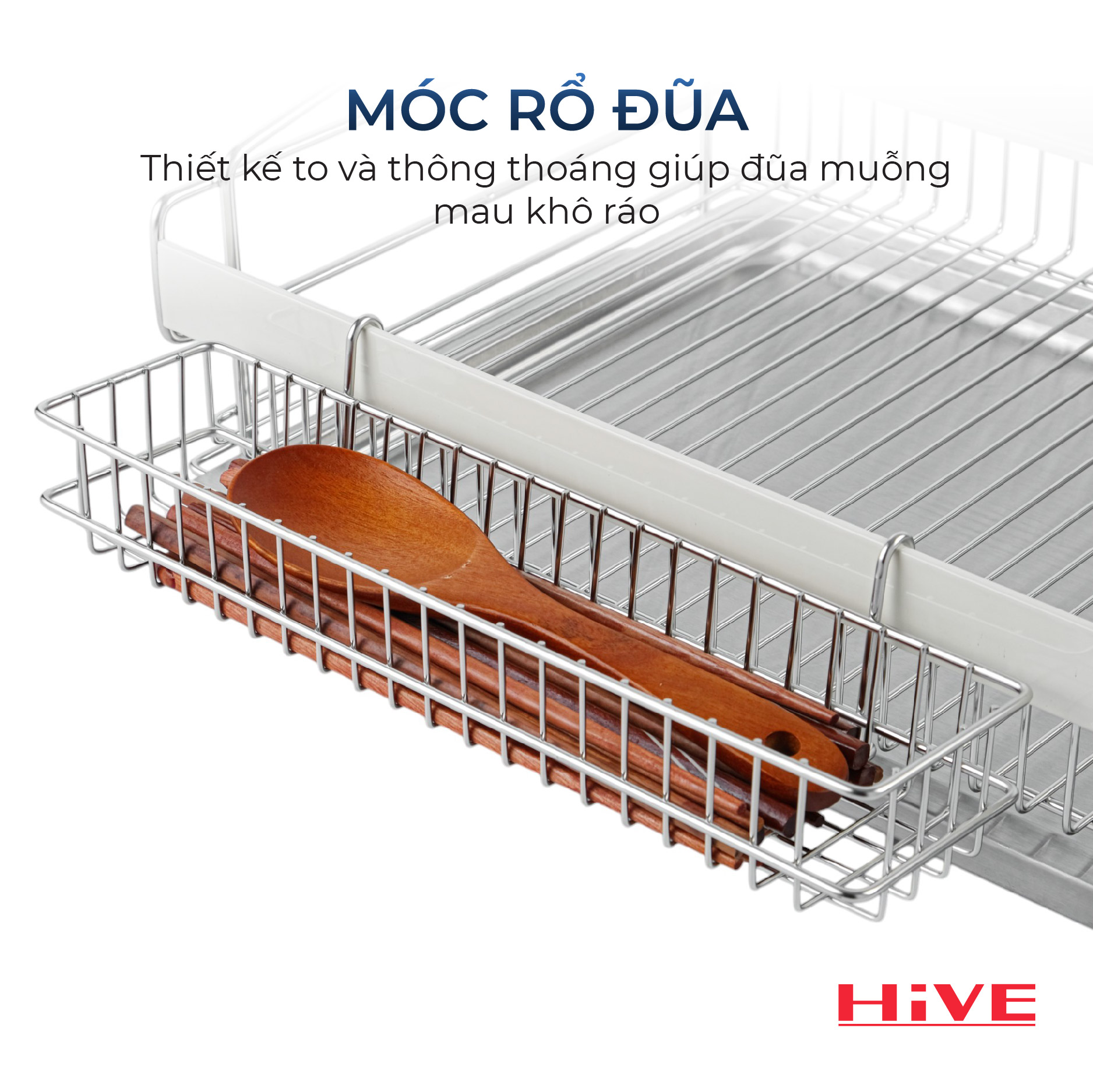 Giá úp chén bát HiVE ALC 2 tầng White inox Hàn Quốc cao cấp
