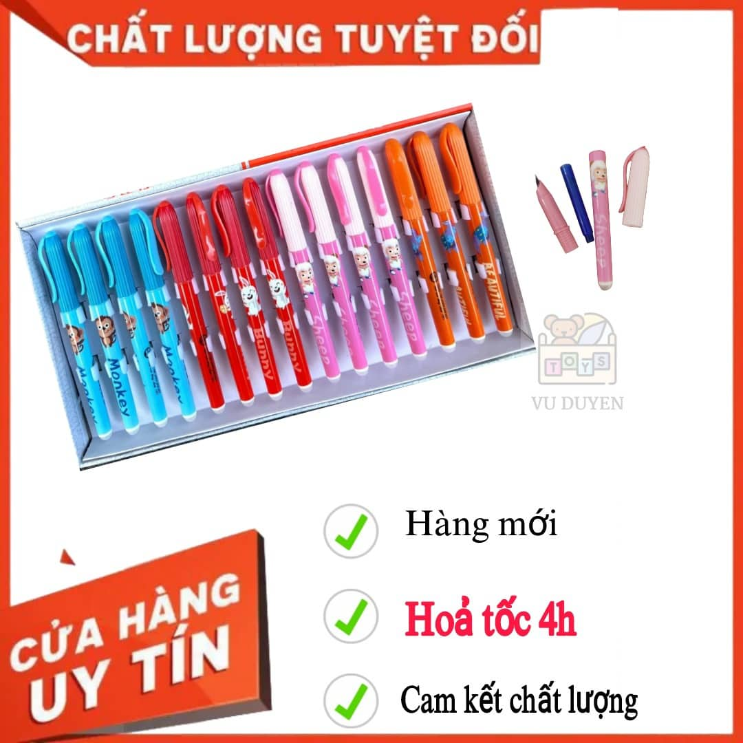 Bút máy luyện chữ đẹp thầy ánh 1211 xóa được có kèm ống mực xanh dành cho học sinh tập viết