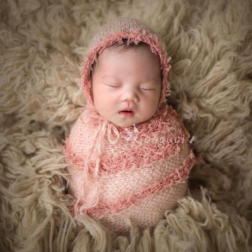 Sơ Sinh Đạo Cụ Chụp Ảnh Chăn Mohair Bọc Đầm Chụp Ảnh Mũ Lưng Bé Chụp Ảnh Phụ Kiện