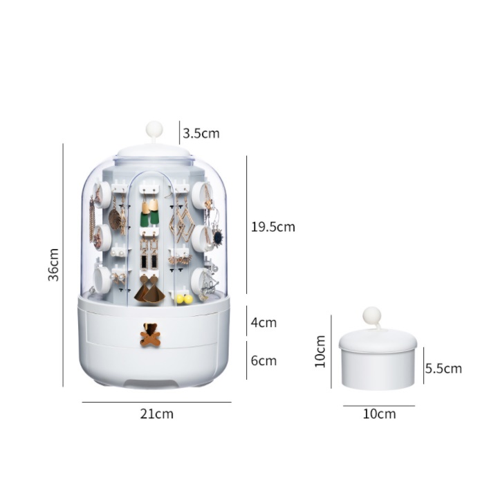 Hộp đựng đồ trang sức sang trọng nhẹ ,hộp lưu trữ hoa tai trưng bày vòng cổ đứng cao cấp tinh tế chống bụi có nắp đậy giao màu ngẫu nhiên