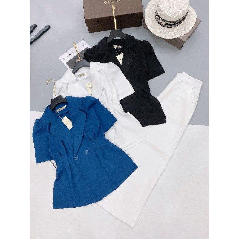 A553 Áo vest cách điệu dáng tay lửng chiết ly eo tỷ mỷ, dáng ôm vạt xòe 3 tone màu nổi bật