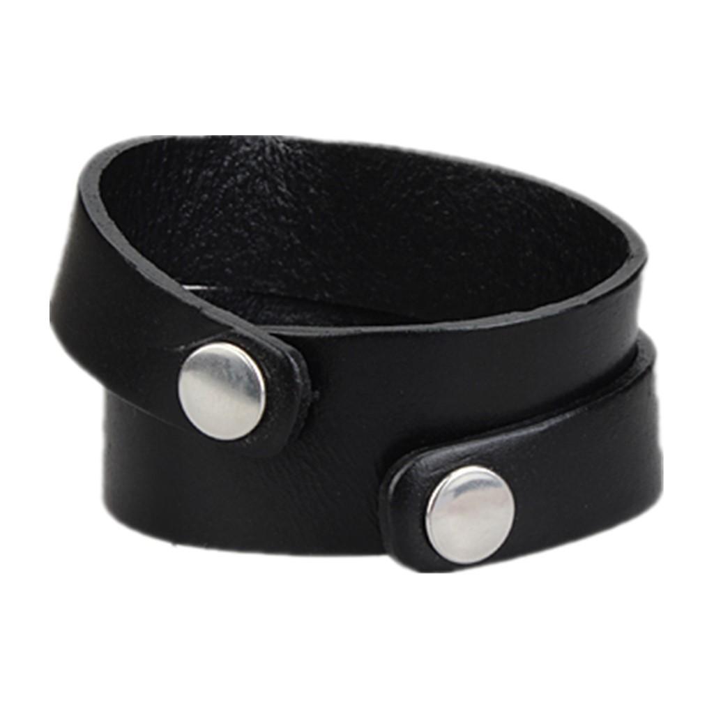 Novelty Creative PU Leather Double Circle Double Buckles Bracelet Black