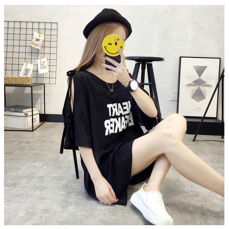 Đầm nữ khoét vai, Đầm nữ ngắn tay dáng rộng, thiết kế hở vai