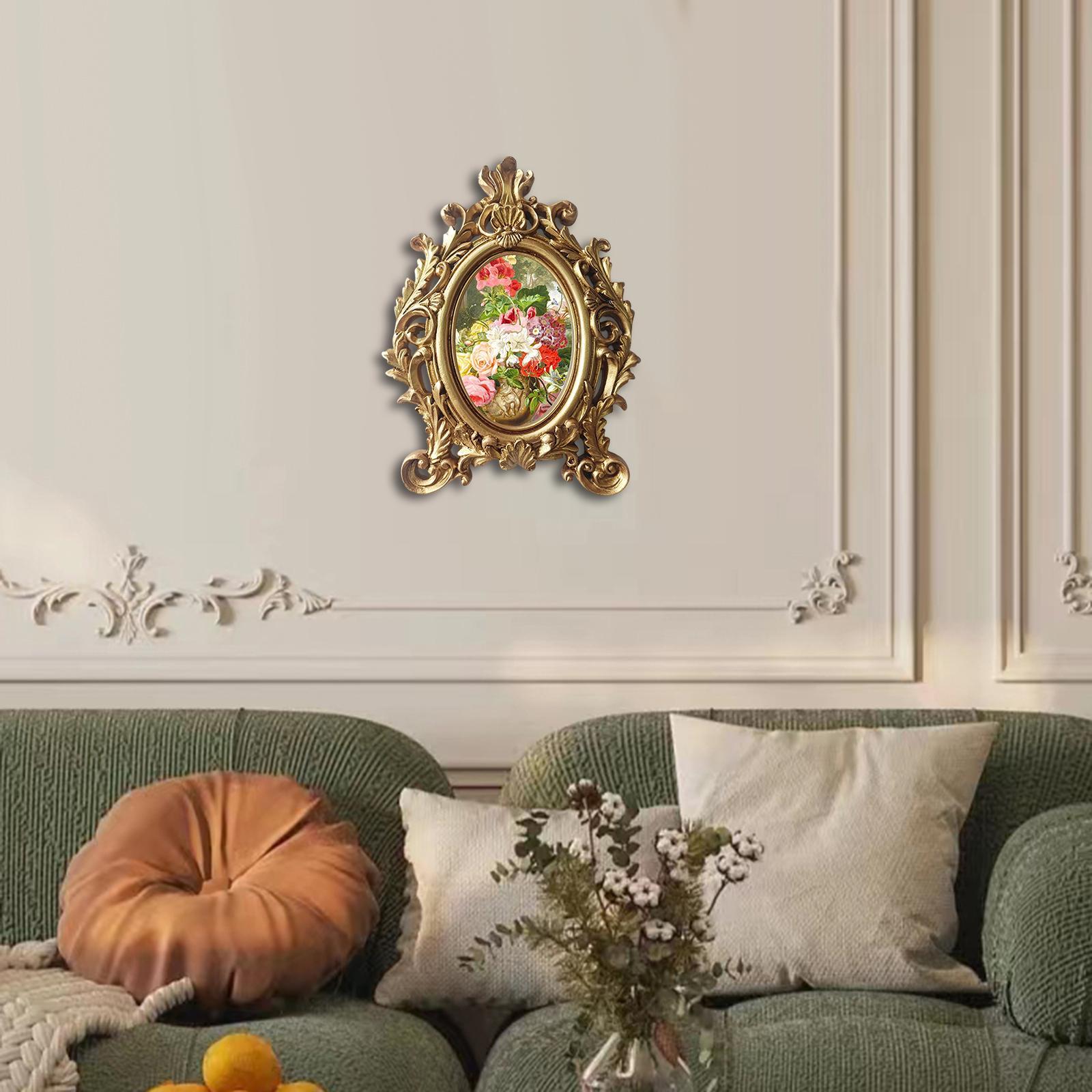 Photo Frame, Desktop Picture Frame, European Style Embossed Frame, Picture Display Frame Ornament for Bedroom Living Room Home Decor