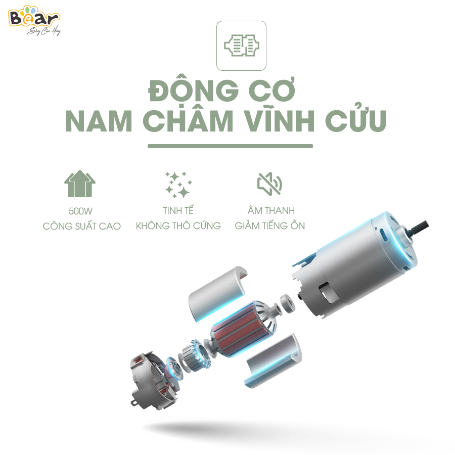 Bộ Máy Xay Bear Đa Năng Xay Ăn Dặm, Xay Cháo, Xay tỏi ớt, Đánh Trứng Cầm Tay Tiện Lợi - JBQ-B50E1