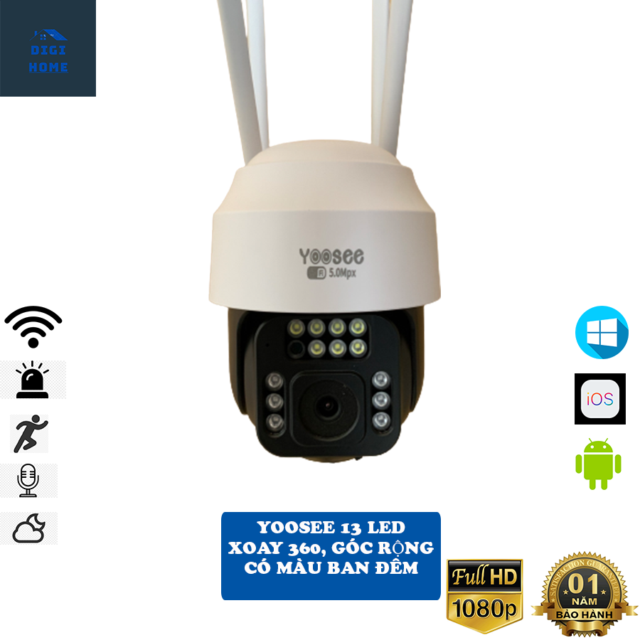 CAMERA WIFI &quot;YOOSEE&quot; PTZ 13 LED GÓC RỘNG 5.0 MPX. BẢO HÀNH 12 THÁNG CẢ THẺ NHỚ - HÀNG CHÍNH HÃNG