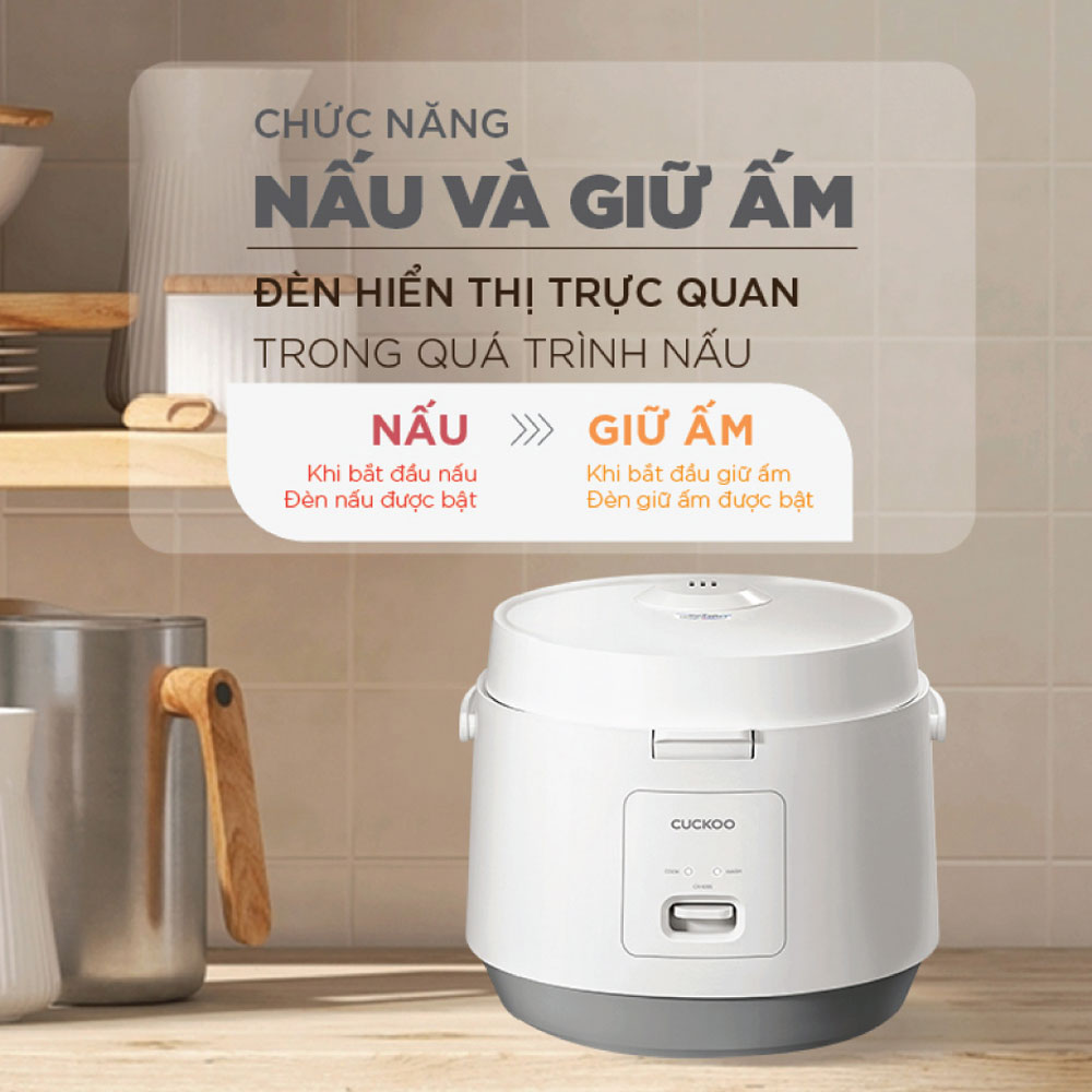 Nồi cơm điện Cuckoo 1.8L CR-1095 màu trắng- Công nghệ nhiệt 3D - bản quốc tế tiếng Anh - Hàng chính hãng CuckooVina