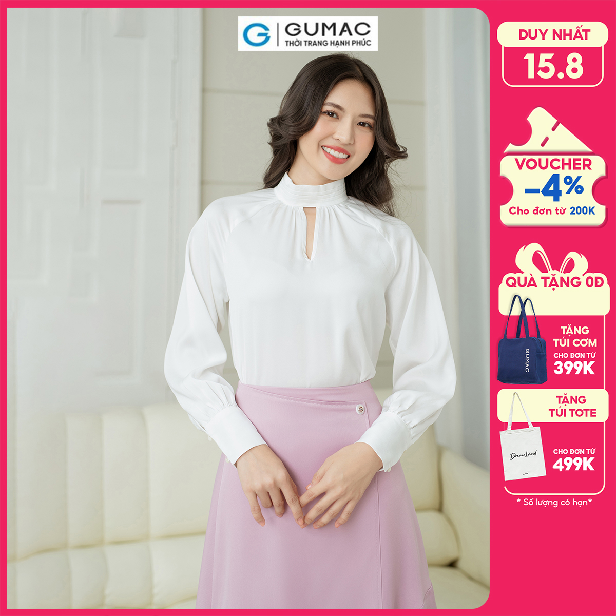 Áo kiểu cổ lọ GUMAC AD08013