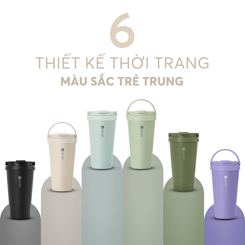 Cốc giữ nhiệt inox 304 Elmich EL8380 dung tích 510ml - Màu xanh lá đậm