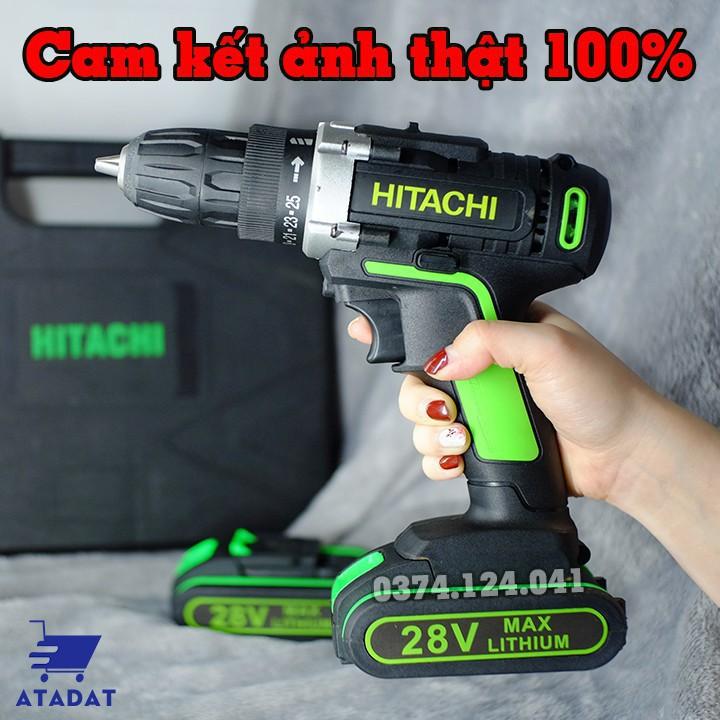 MÁY KHOAN BẮT VÍT HITACHI - MÁY KHOAN DÙNG PIN HITACHI 28V - TẶNG MŨI KHOAN + MŨI BẮT VÍT