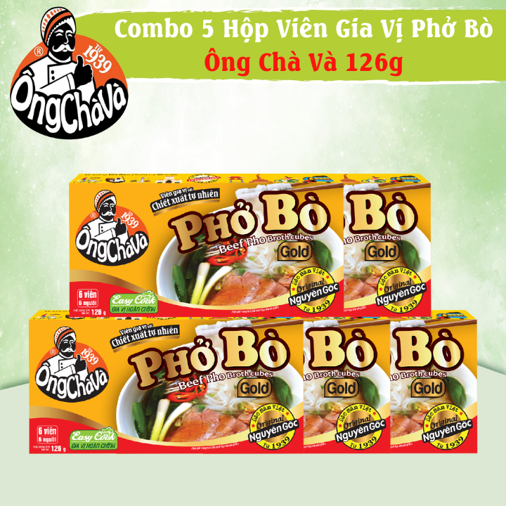 Combo 5 Hộp Viên Gia Vị Phở Bò Gold Ông Chà Và 126g