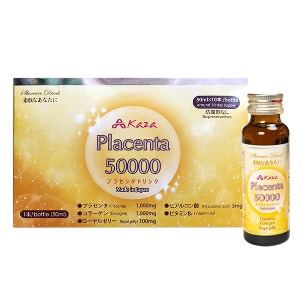 Nước uống đẹp da tinh chất nhau thai Collagen Kaza Placenta 50000mg (Hộp 10 chai x 50ml)