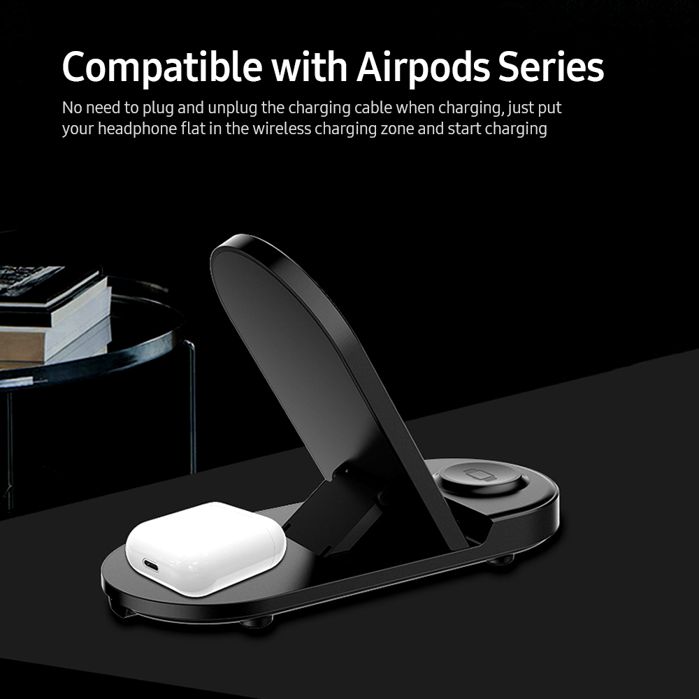 Bộ Sạc Không Dây 3 Trong 1 X416 Có Giá Đỡ Điện Thoại Có Thể Gập Lại Cho IPhone / Samsung / Iwatch / AIRpods, Màu Xám