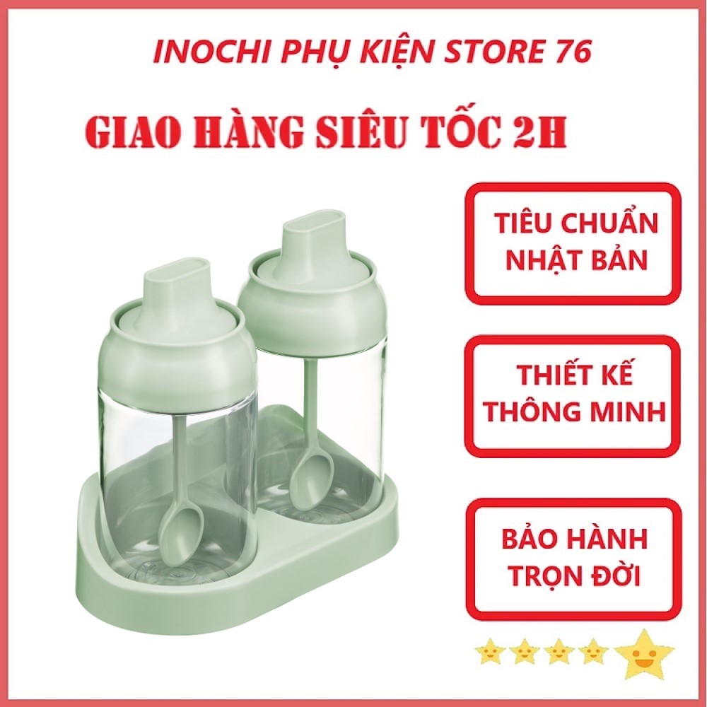 Bộ 2 lọ gia vị Tritan Yoko Hộp đựng gia vị chất liệu nhựa an toàn cho sức khỏe chuẩn xuất Nhật , EU - Tặng kèm khăn lau pakasa 