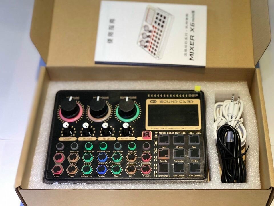 Mixer, Soundcard thu âm X6 mini - tích hợp auto tune, bluetooth - Karaoke, thu âm, livestream chuyên nghiệp