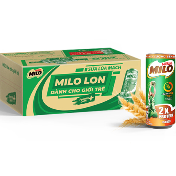Sữa Lúa Mạch Nestlé MILO Lon Thùng 24 Lon x 240 ml