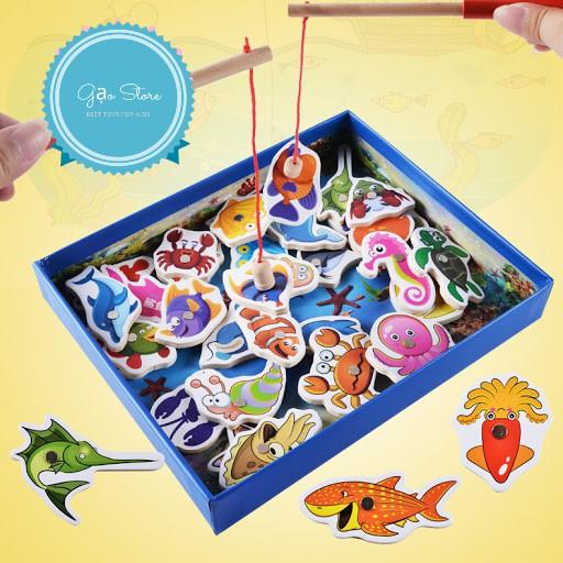 Đồ chơi câu cá làm bằng gỗ có gắn nam châm