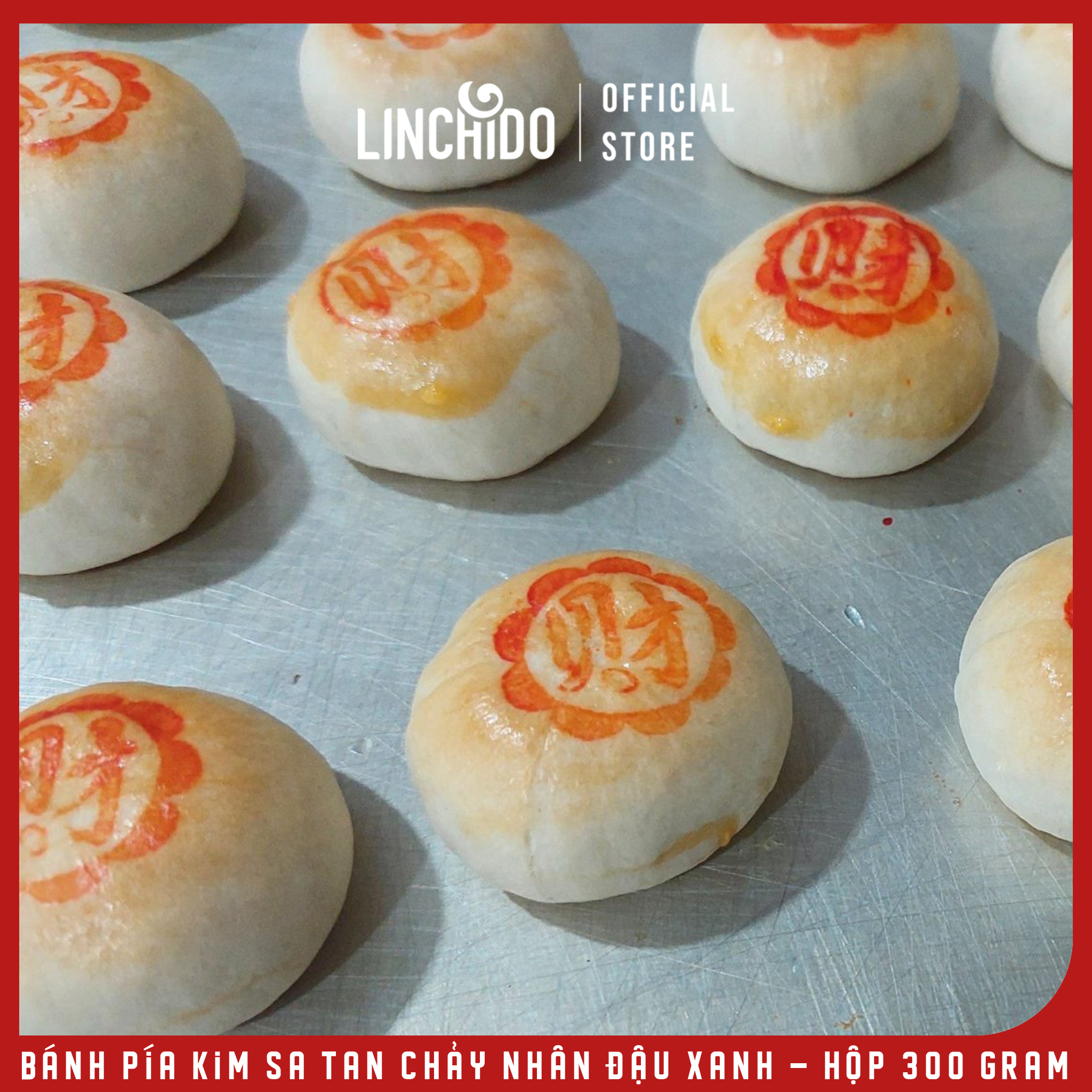 Bánh pía kim sa tan chảy nhân đậu xanh - Hộp 300 Gram