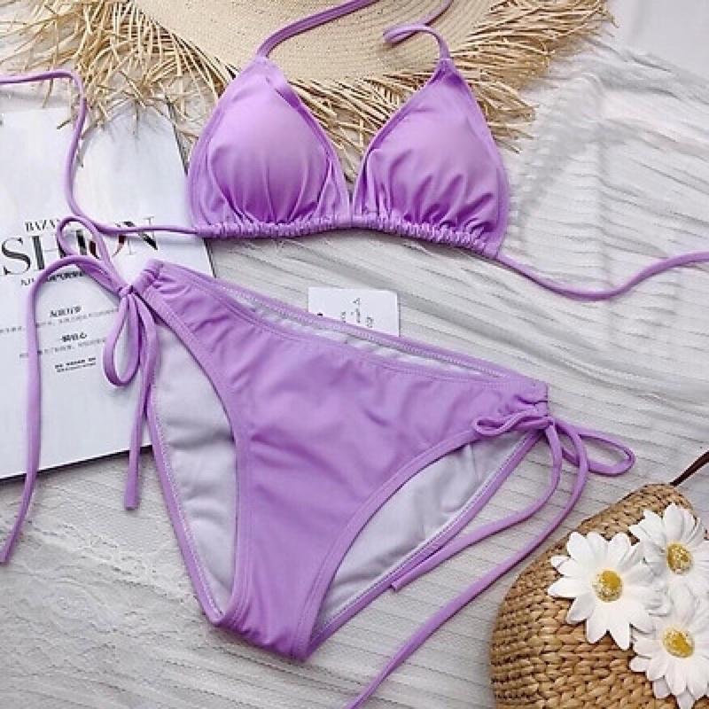 Bikini đồ bơi đi biển 2 mảnh tam giác màu tím