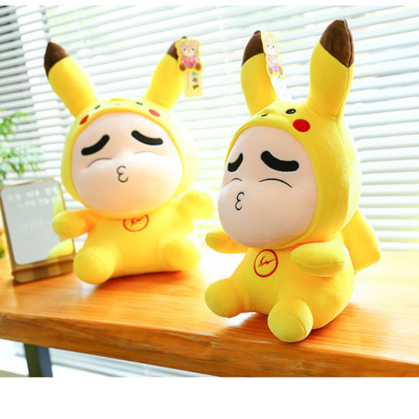 Gấu Bông Shin Cosplay Pikachu GB301 (Tặng 1 Móc Khóa Dây Da Pu Đính Đá Màu Ngẫu Nhiên)