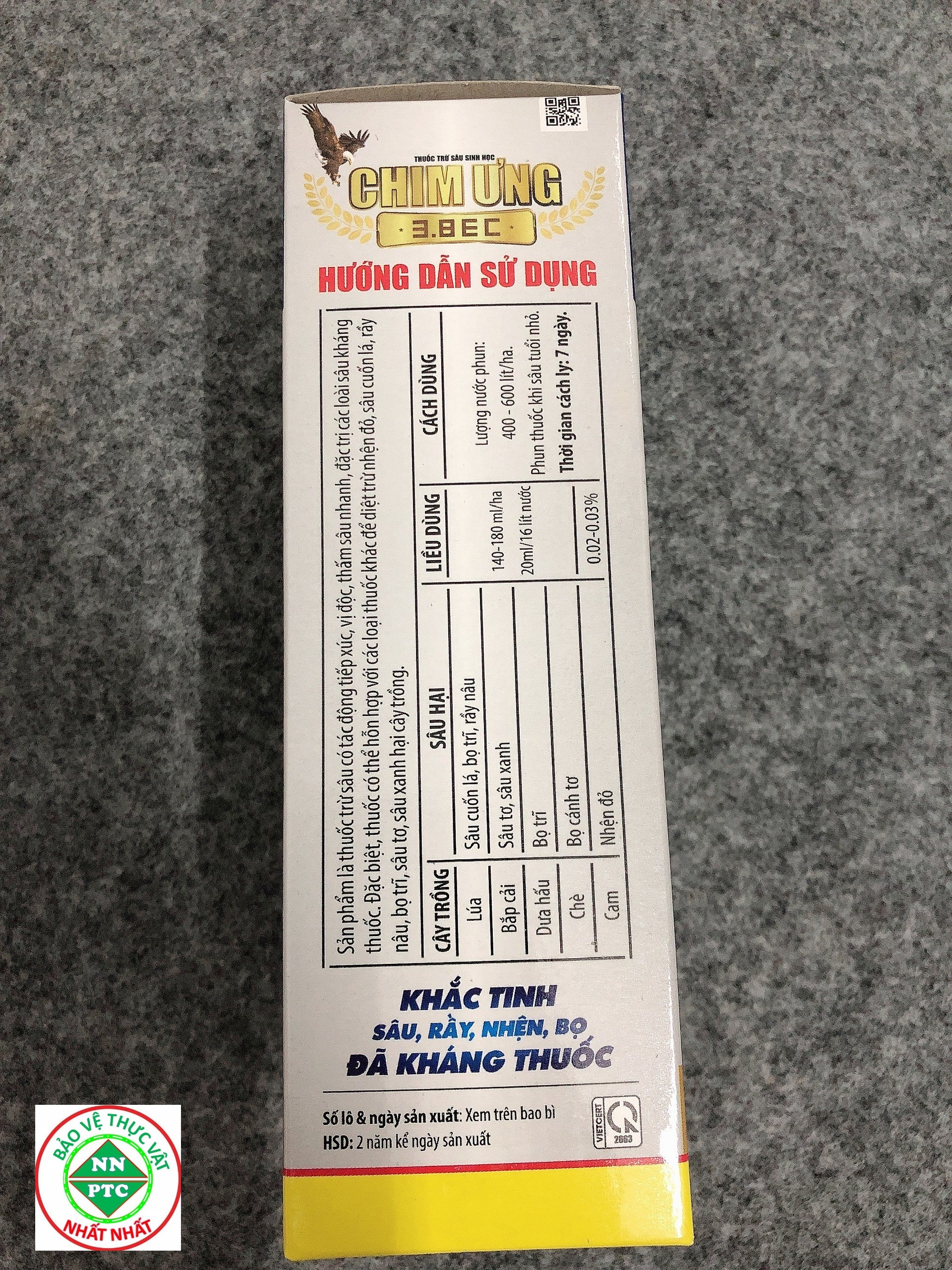 CHIM ƯNG 3.8EC Diệt Sâu Sinh Học Trên Lúa,Bắp Cải,Dưa Hấu,Chè,Cam.