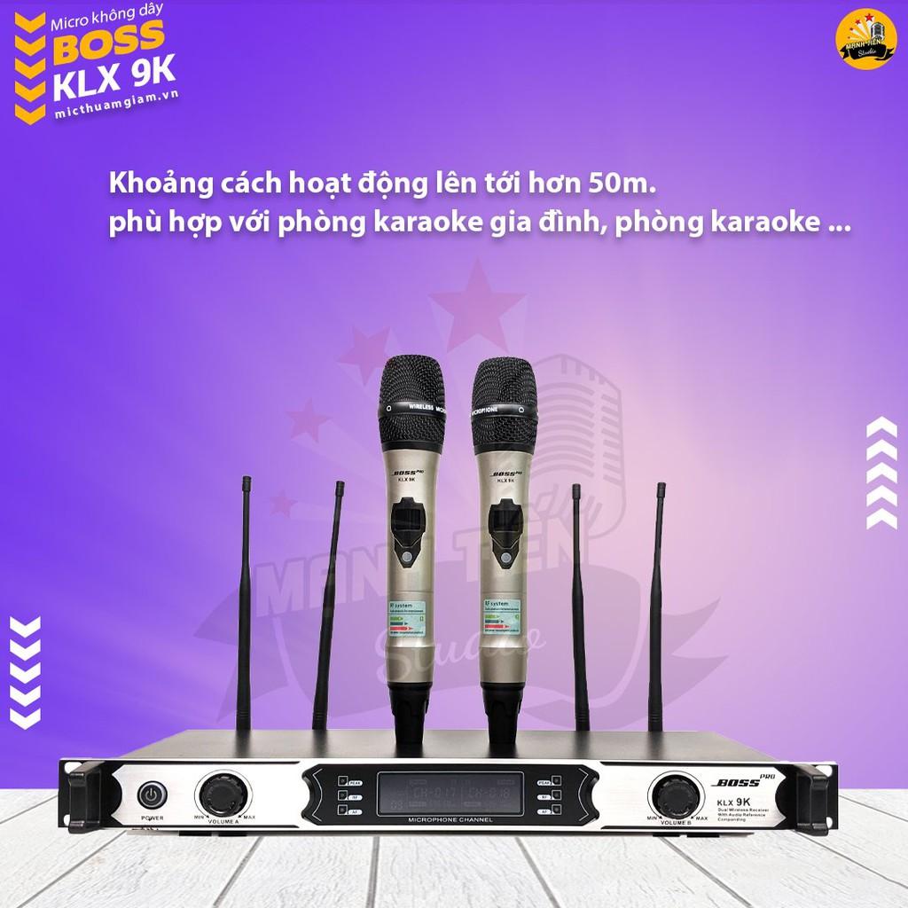 Micro không dây hát karaoke Boss KLX 9K 4 râu bắt sóng xa micro nhẹ chất lượng tốt bảo hành 12 tháng