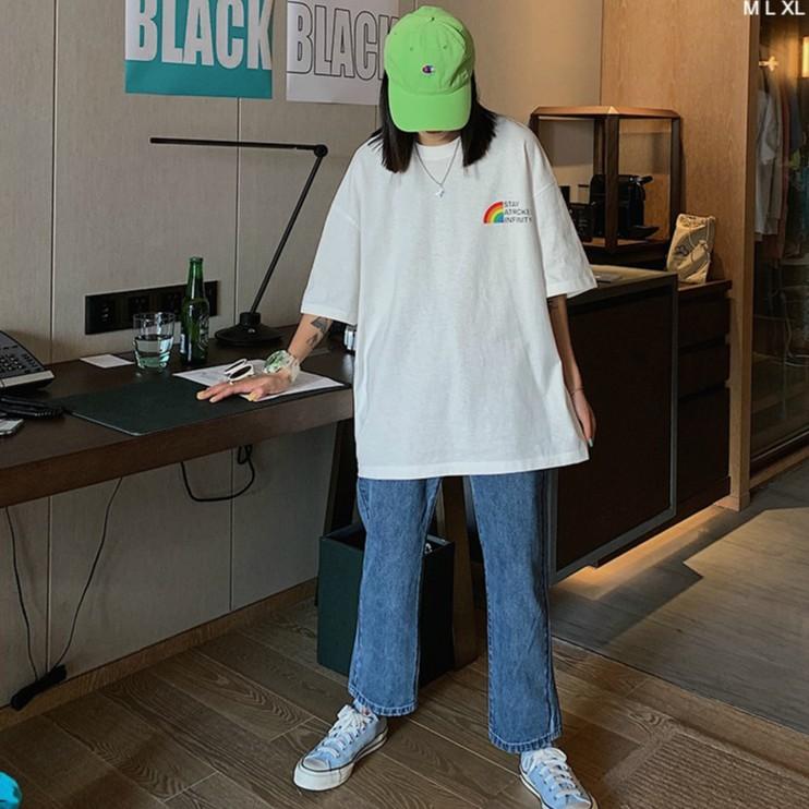 Áo thu tay lỡ STAY ATRCKEE phông Unisex nam nữ tee oversize form rộng pull Ulzzang Streetwear Hàn Quốc vải mềm