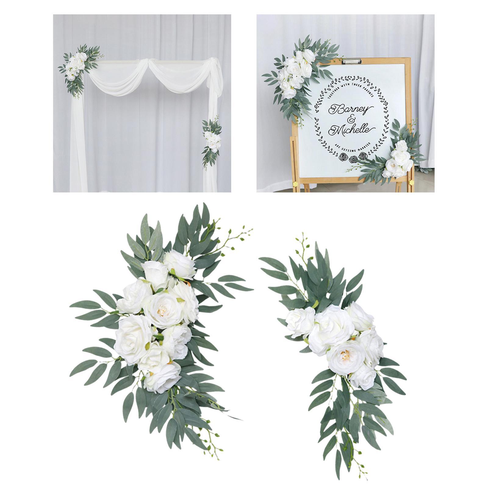 2Pcs Wedding Arch Flowers Swag Green Leaves for Wedding Wall Decorative