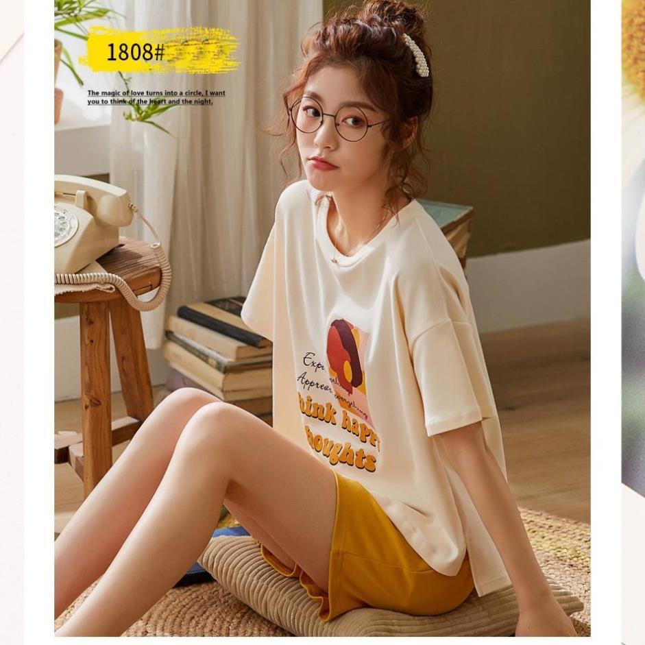 Đồ Bộ Mặc Nhà, Bộ Ngủ Quần Đùi Cotton Kiểu Dáng Cá Tính B41