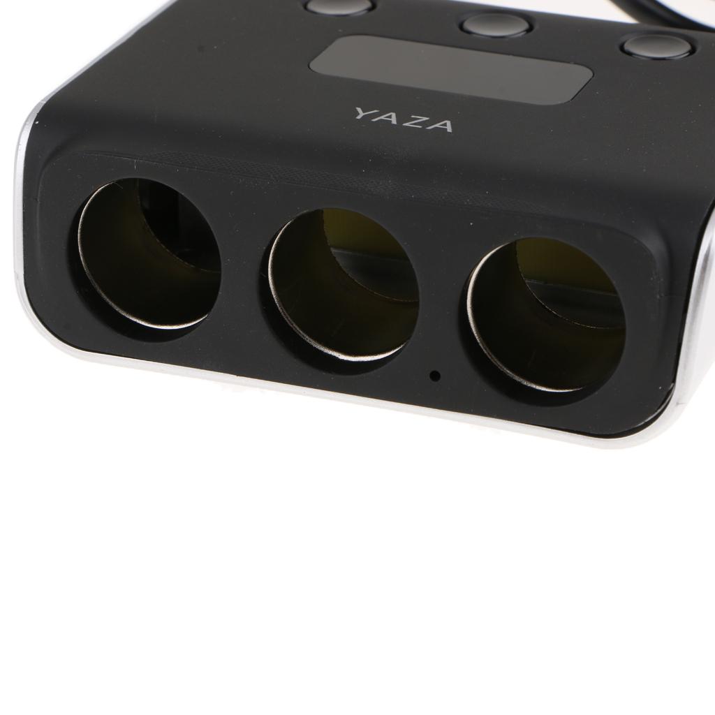 Dual USB Charger 3 Way Car Cigarette Lighter Socket Splitter Adapter Black