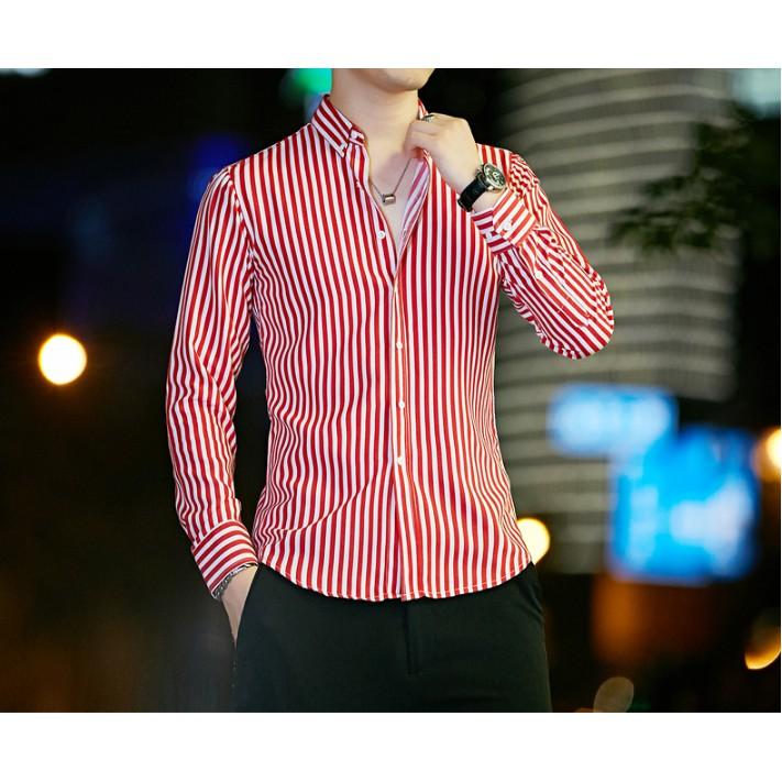 Áo Sơ Mi Kẻ Nam Vải Lụa không nhăn không sù -